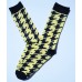 Black and yellow hounds-tooth cotton dress socks-Men's 7-12